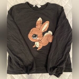 2 H&M Black Sweatshirts with Cute Brown Bunny